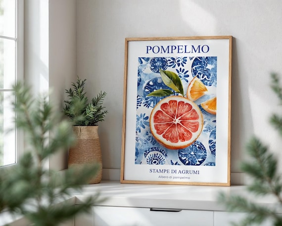 Pompelmo Italian Grapefruit Citrus Print Mediterranean Kitchen
