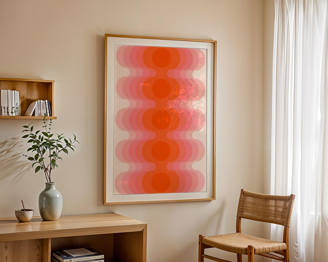 Retro Geometric Art Print, Mid Century Modern Decor