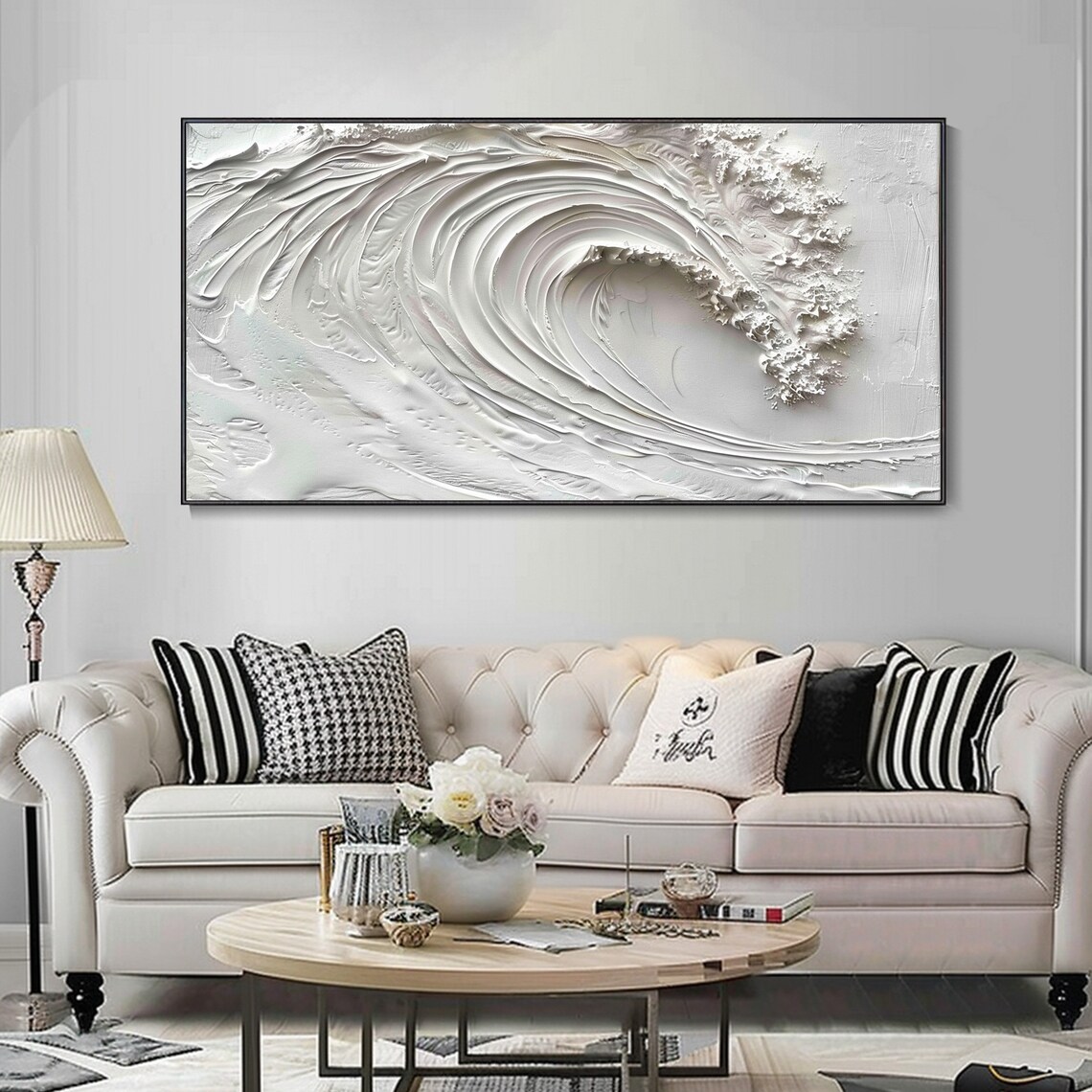 3D Ocean Waves Abstract Art, Coastal Wall Art Print - Image 2