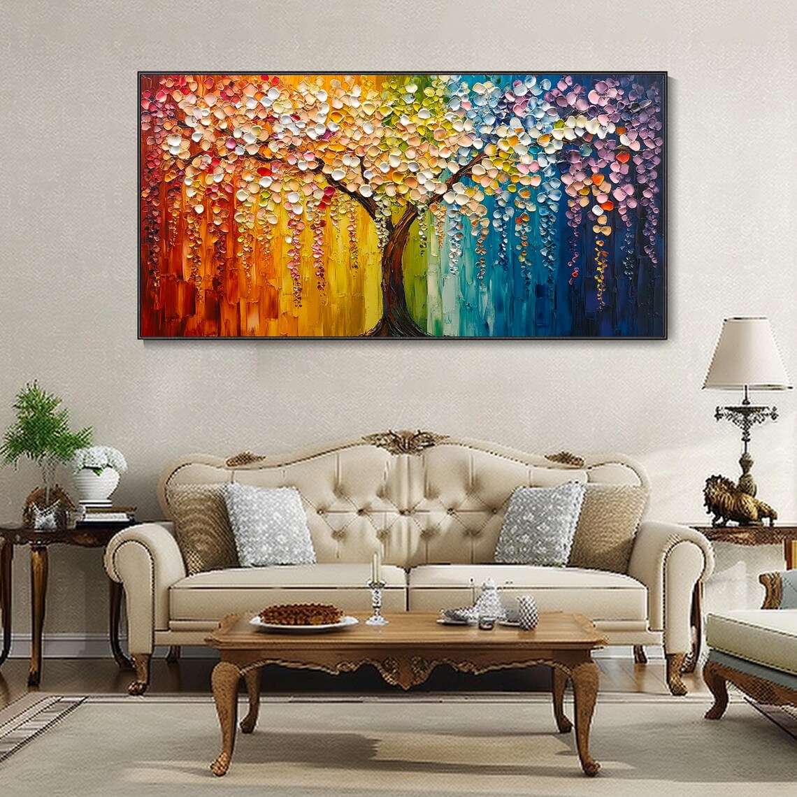 Rainbow Tree Of Life Multicolor Canopy Abstract Painting Poster - Image 4