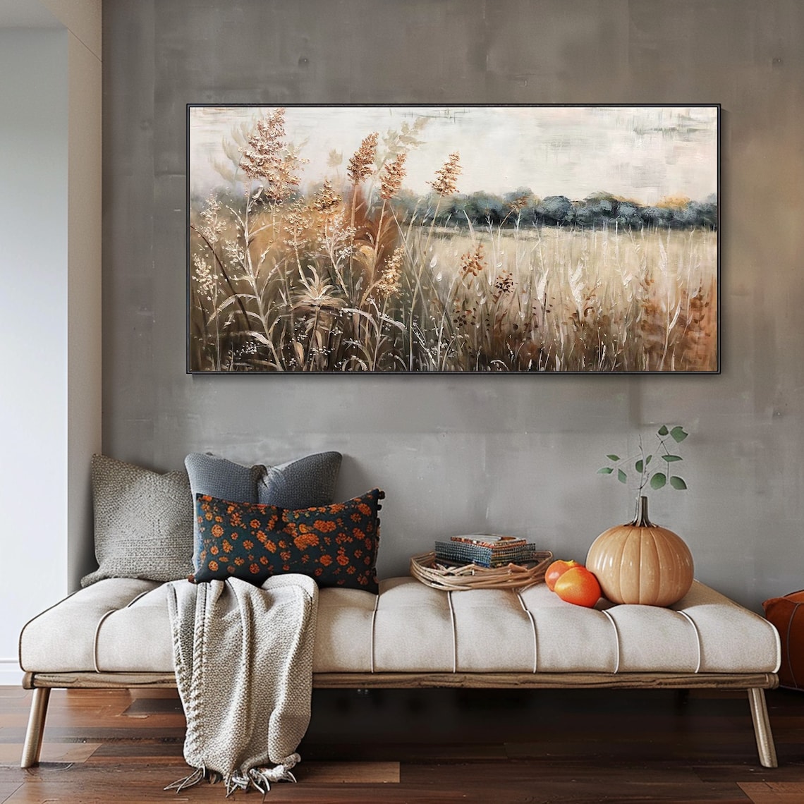 Autumn Reeds Abstract Modern Impressionism Art Print - Image 3