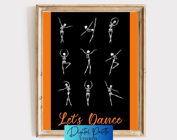 Lets Dance Skeleton Halloween Art Print
