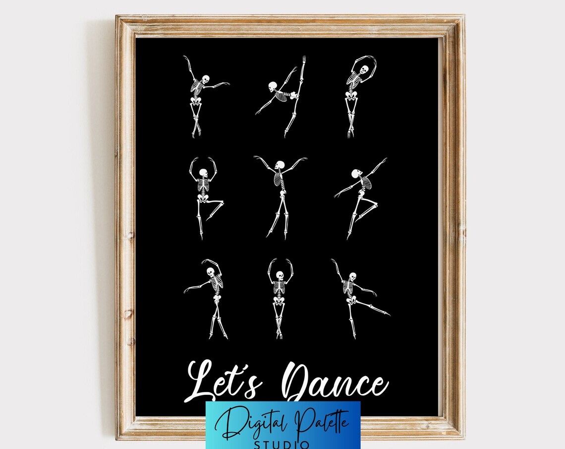 Lets Dance Skeleton Halloween Art Print