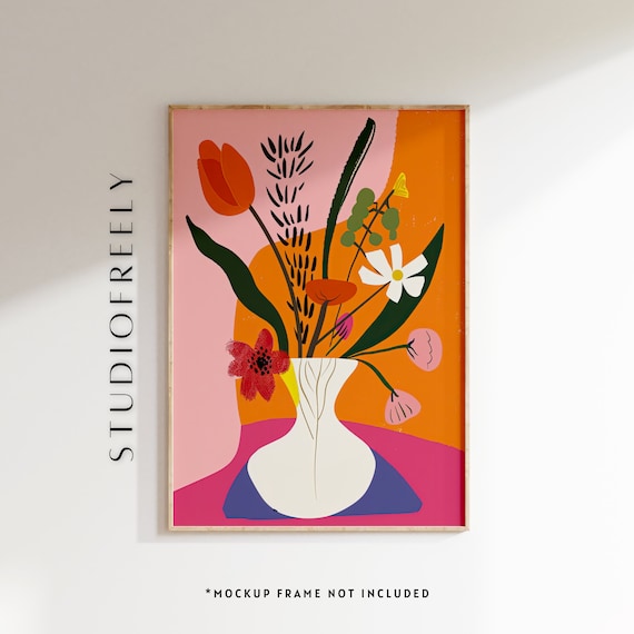 Matisse Inspired Bold Floral Bouquet in Vase Painting Poster
