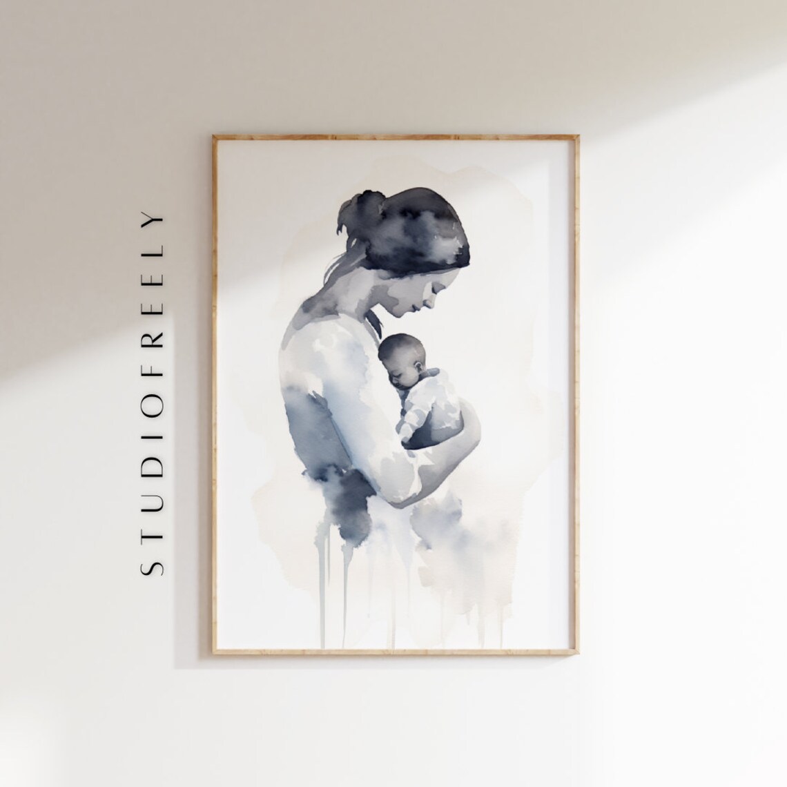 Watercolor Mother And Baby, Mothers Day Gift
