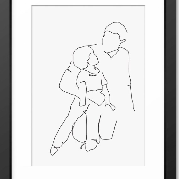 Father And Son Print Fathers Day Gift Fathers Day Gift For Dad Art Print Line Art Family Print Love Gift For Son Minimalist Art