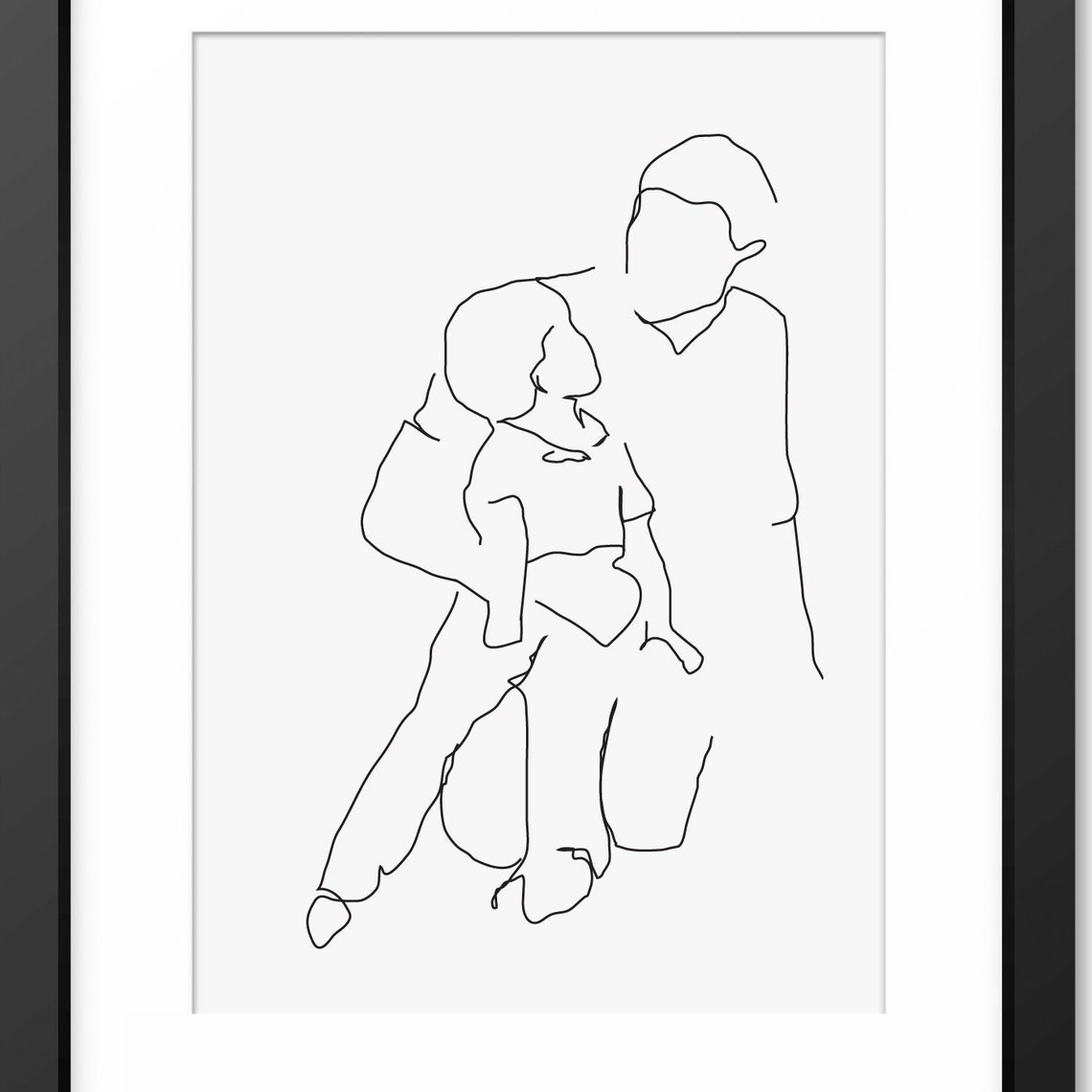 Tender Father Lifting His Son in Continuous Line Art Style Poster