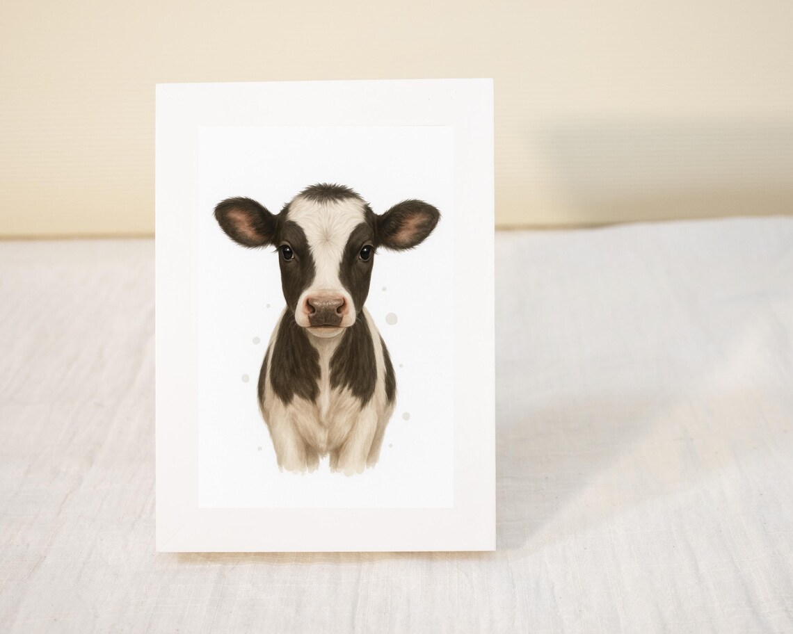Cute Farmhouse Baby Cow, Farm Animal Decor - Image 3