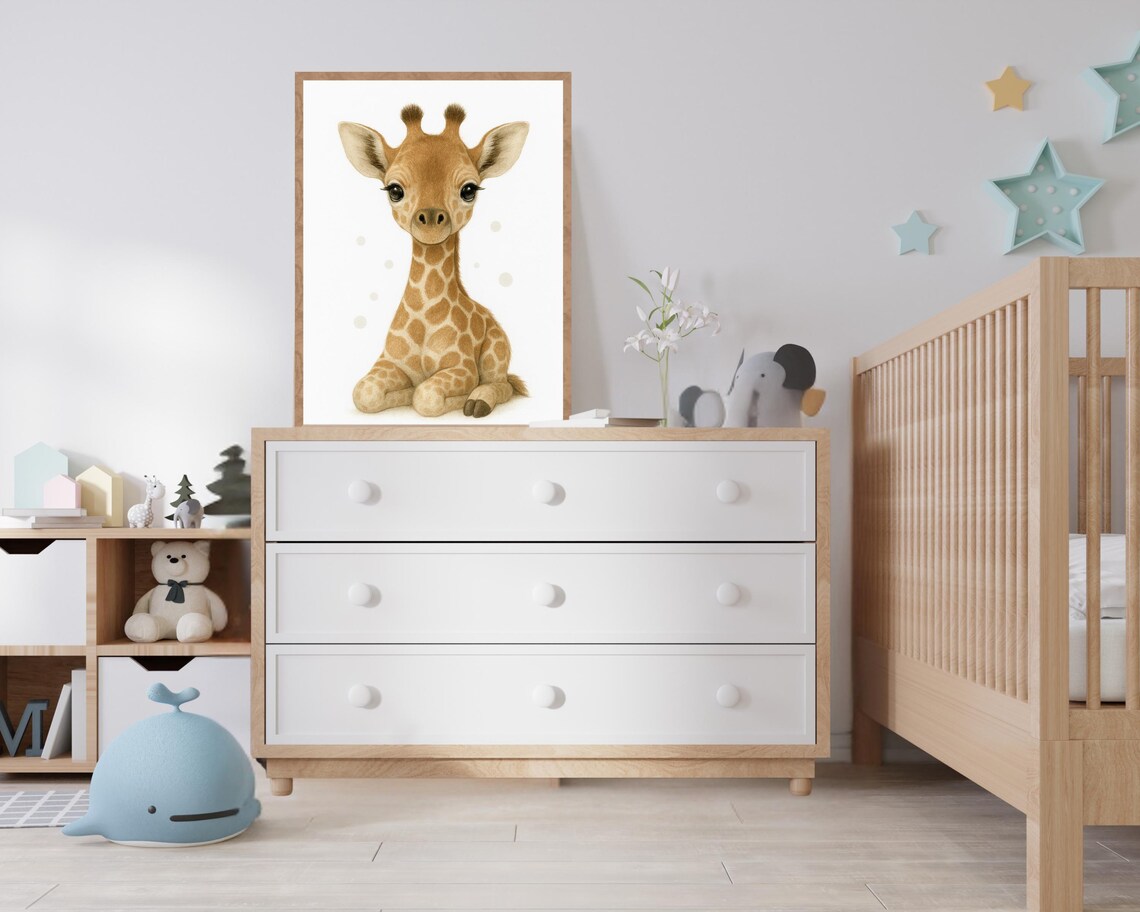 Giraffe Nursery Art Print, Safari Kids Room Decor - Image 2