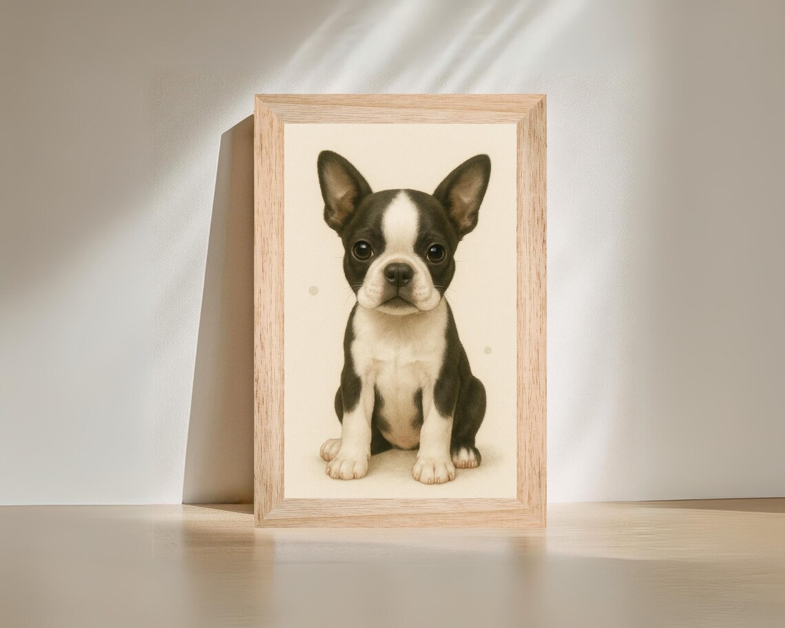 Boston Terrier Puppy Nursery Decor, Dog Lover Gift