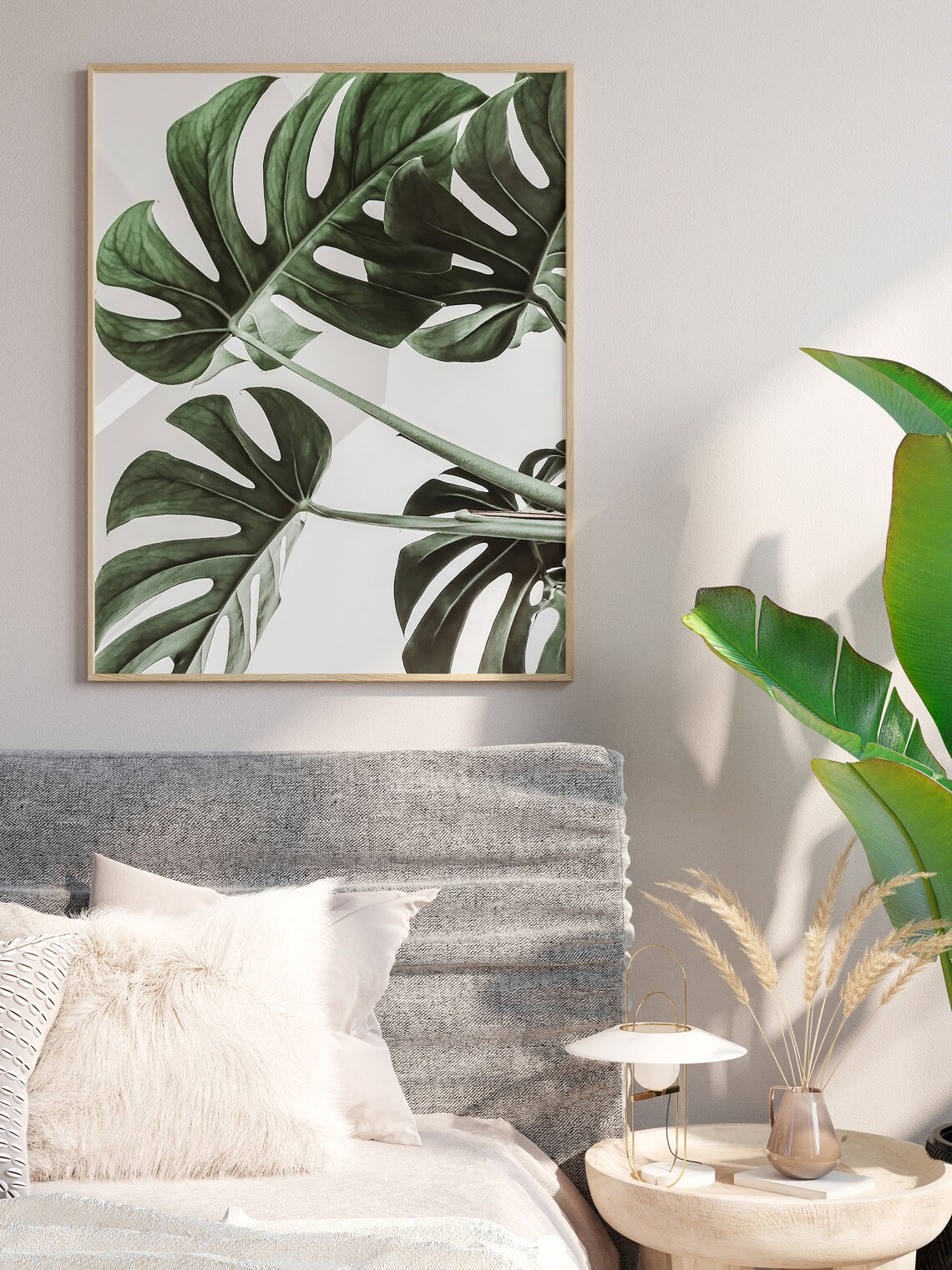 Monstera Leaves Minimalist Green Botanical Photography Poster - Image 3