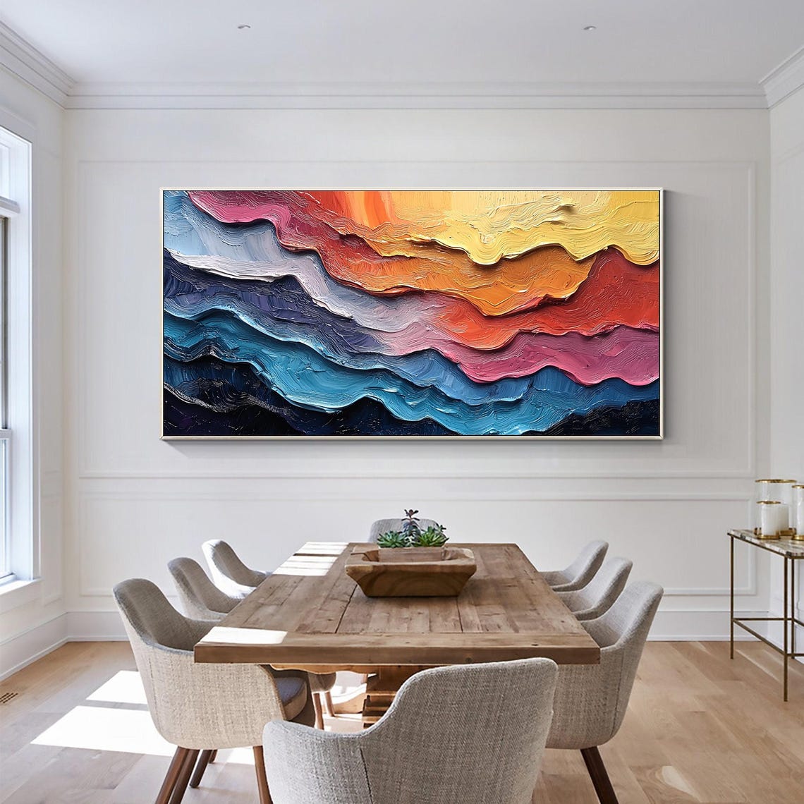 Sunset to Ocean Layered Wave Impasto Abstract Artwork Poster - Image 5