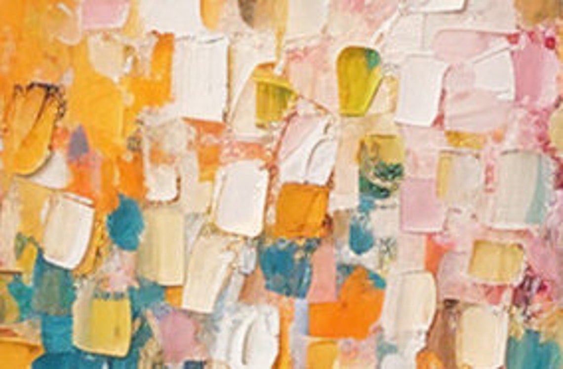 Colorful Mosaic Squares Abstract Pink Blue Yellow Art Poster - Image 3