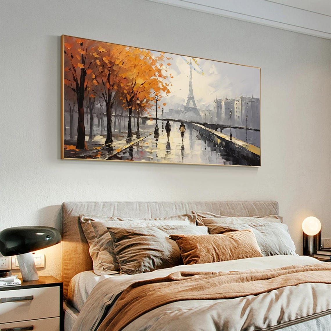 Golden Autumn Paris Street with Eiffel Tower in the Rain Poster - Image 6