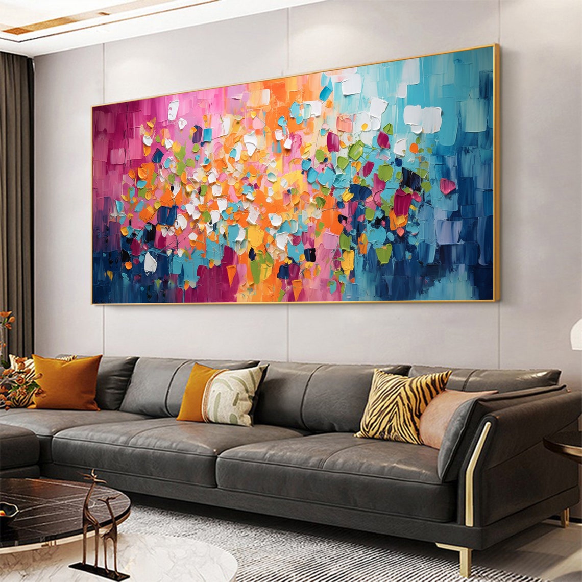 Colorful Pink Blue Orange Confetti Burst Abstract Art Poster - Image 5