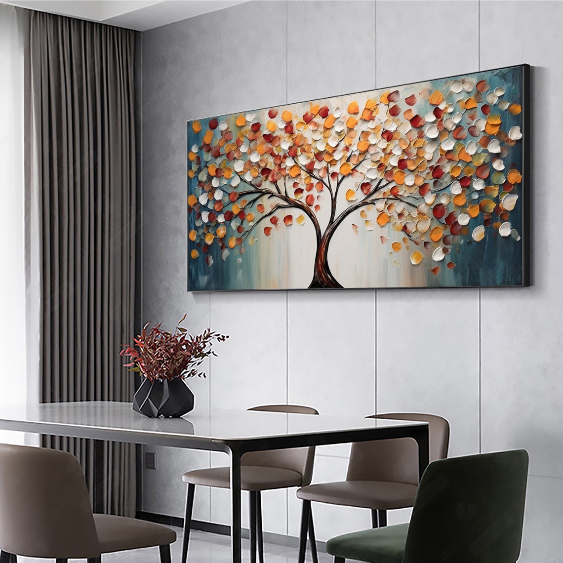 Autumn Tree Impasto Palette Knife Colorful Living Room Art Poster - Image 4