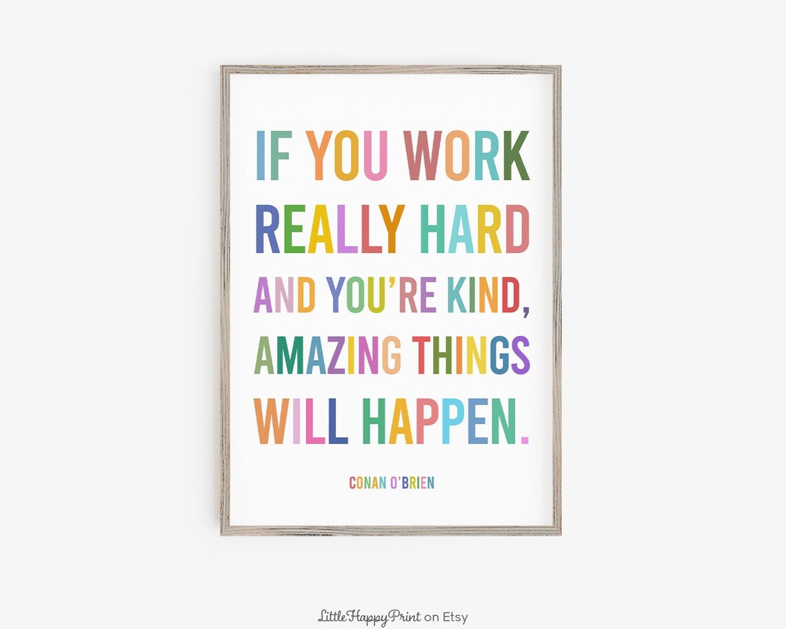 Conan O'Brien Quote Rainbow Typography Art Print