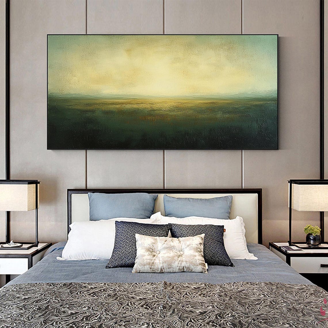 Gold Foil Abstract Landscape Golden Marsh Panoramic Modern Wall Art - Image 2