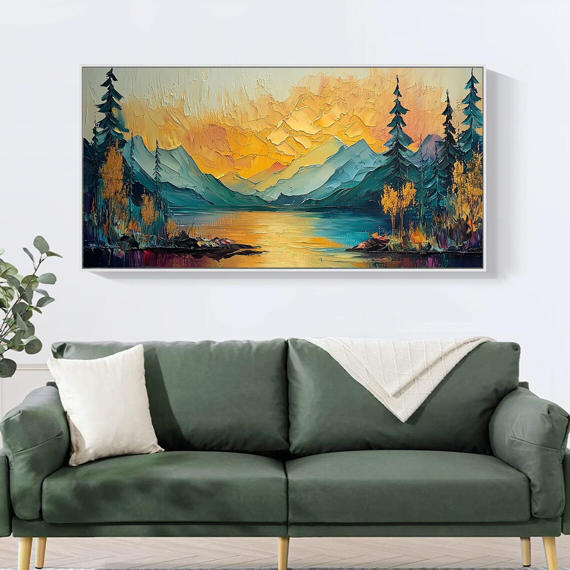 Abstract Mountain Forest Scenery Art Print, Modern Decor - Image 2