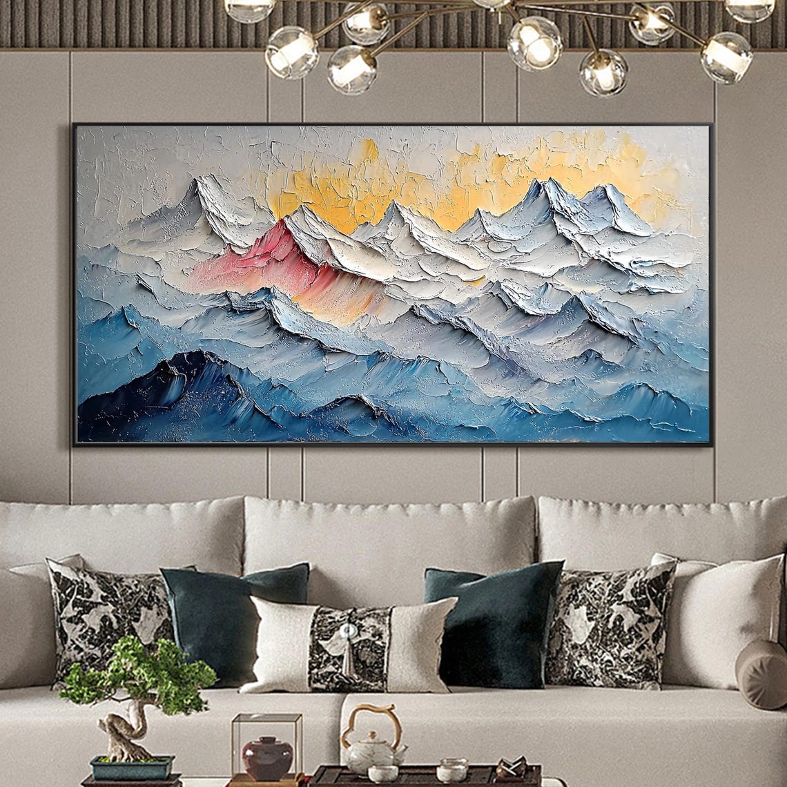 Large Original 3d Texture Painting Abstract Mountain Oil Painting Hand Painted Landscape Wall Art Custom Sofa Background Wall Decor - Image 4