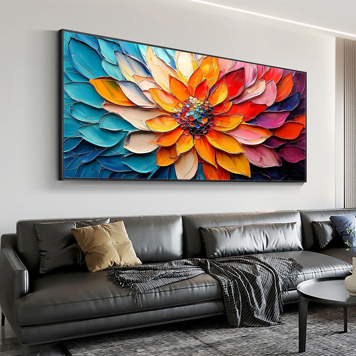 Custom 3D Blooming Flower Oil Painting Wall Art - Image 3