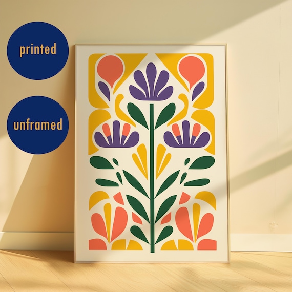 Abstract Floral Art Print Colorful Modern Wall Decor