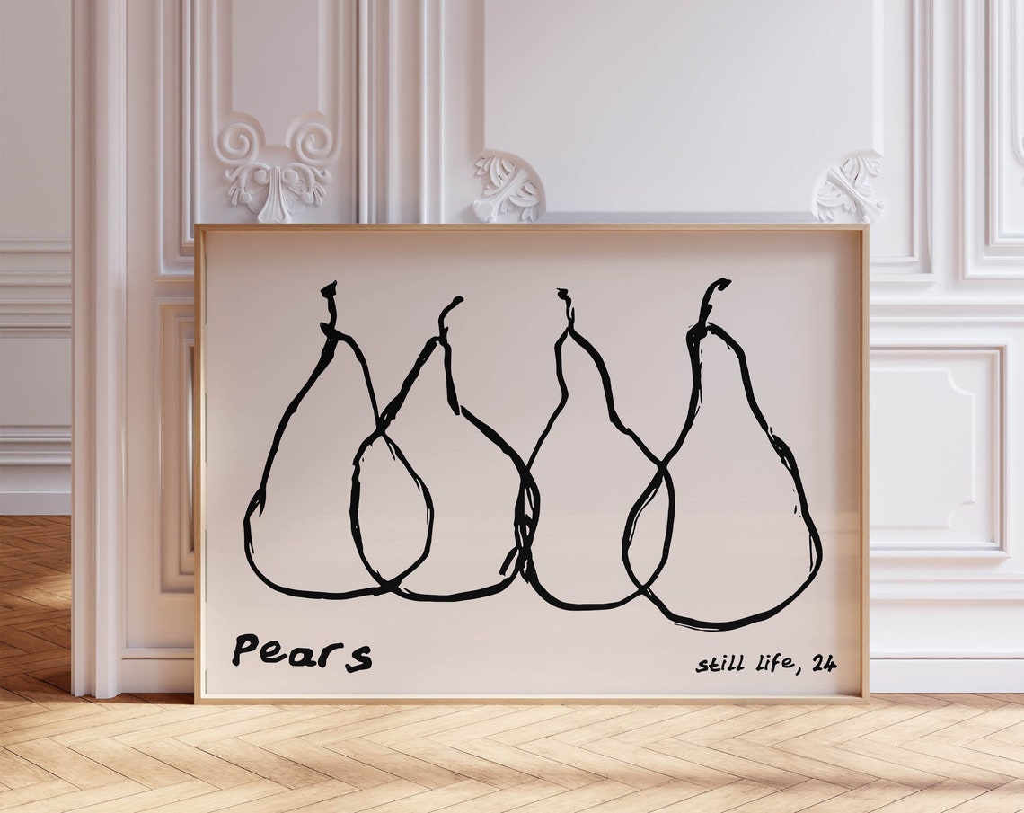 Pears Still Life 24 Bold Fruit Line Drawing Minimalist Art Poster - Image 3