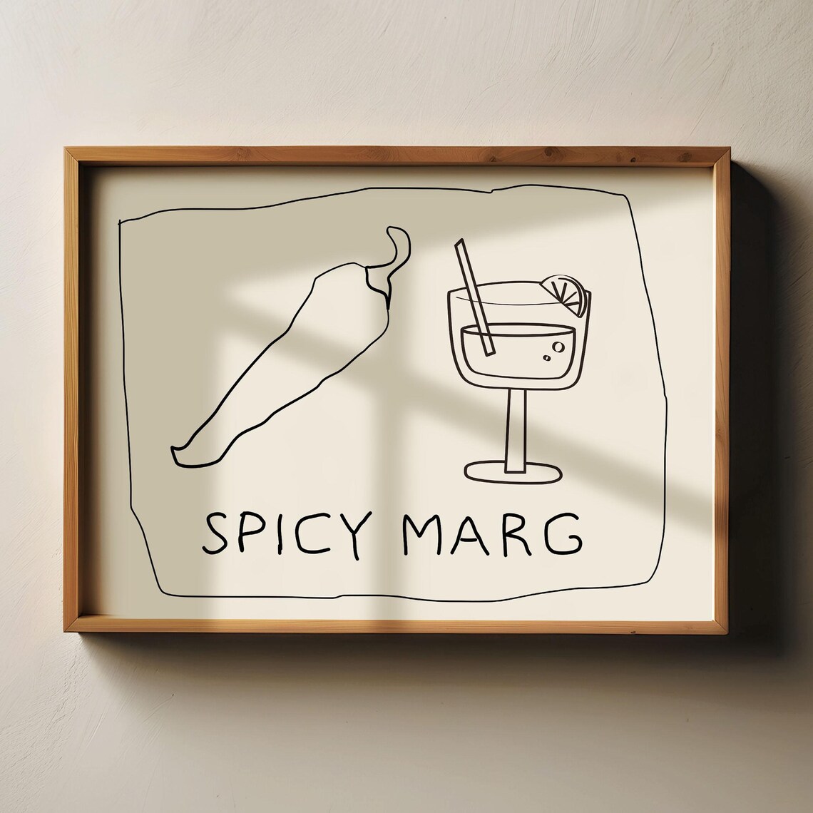 Spicy Marg Funny Margarita Chili Pepper Minimalist Bar Poster