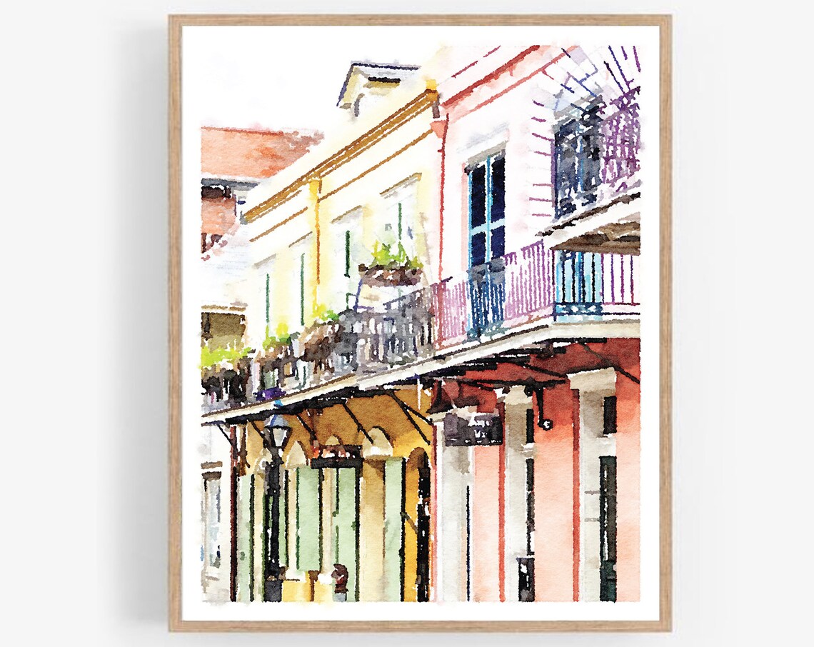 French Quarter New Orleans Watercolor Art Print