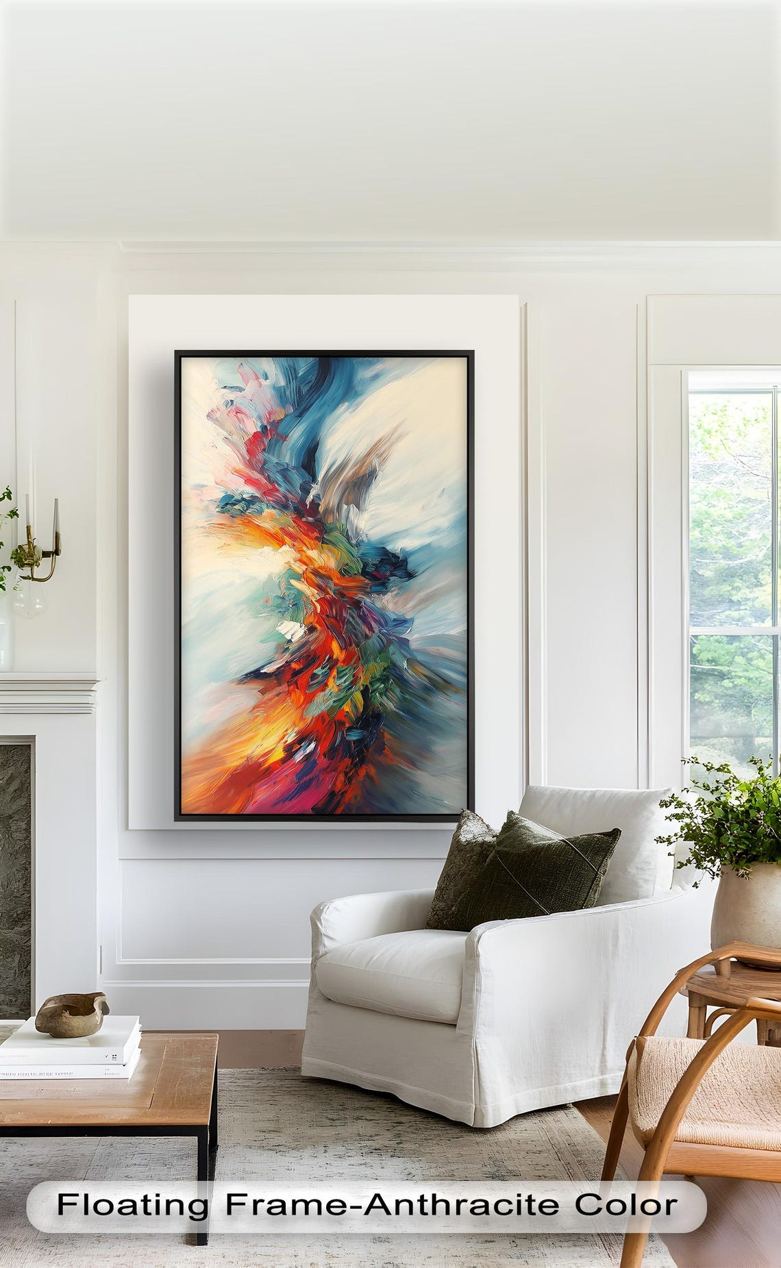 Vertical Abstract, Modern Expressionist Decor - Image 2