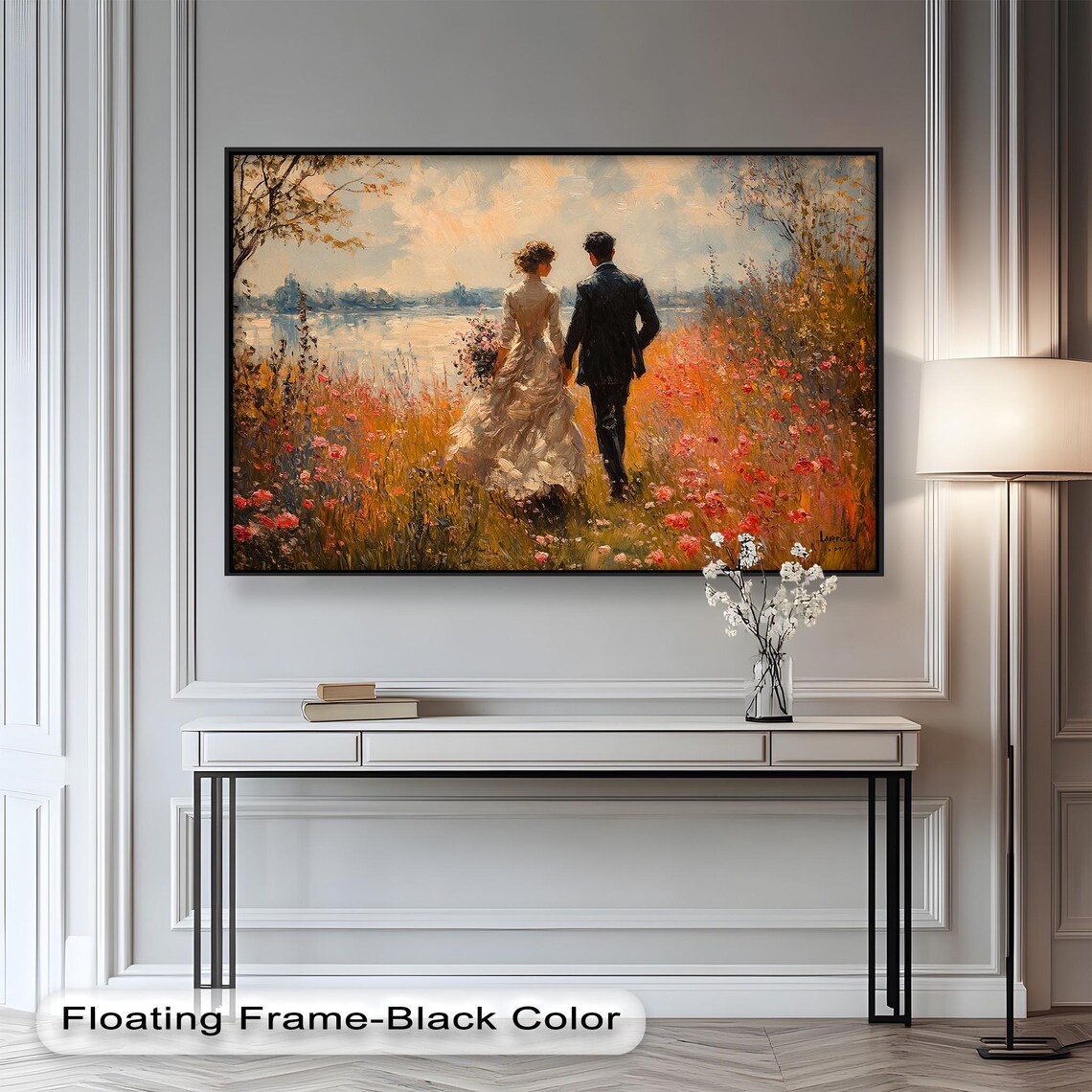 Romantic Walk In Field - Rustic Landscape Art Print