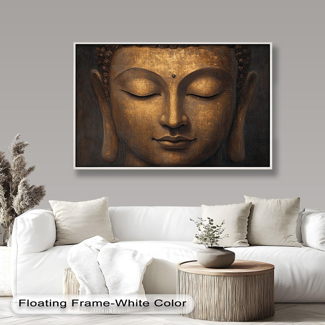 Golden Buddha Zen Face Decor, Meditation Artwork