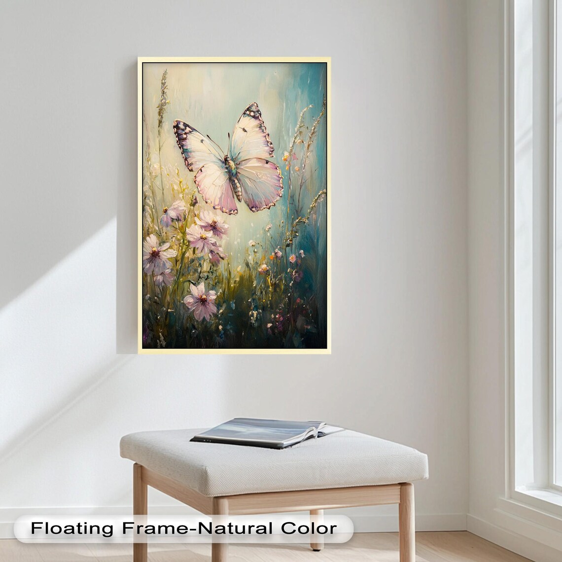 Butterfly And Wildflowers, Delicate Floral Nature Print - Image 2