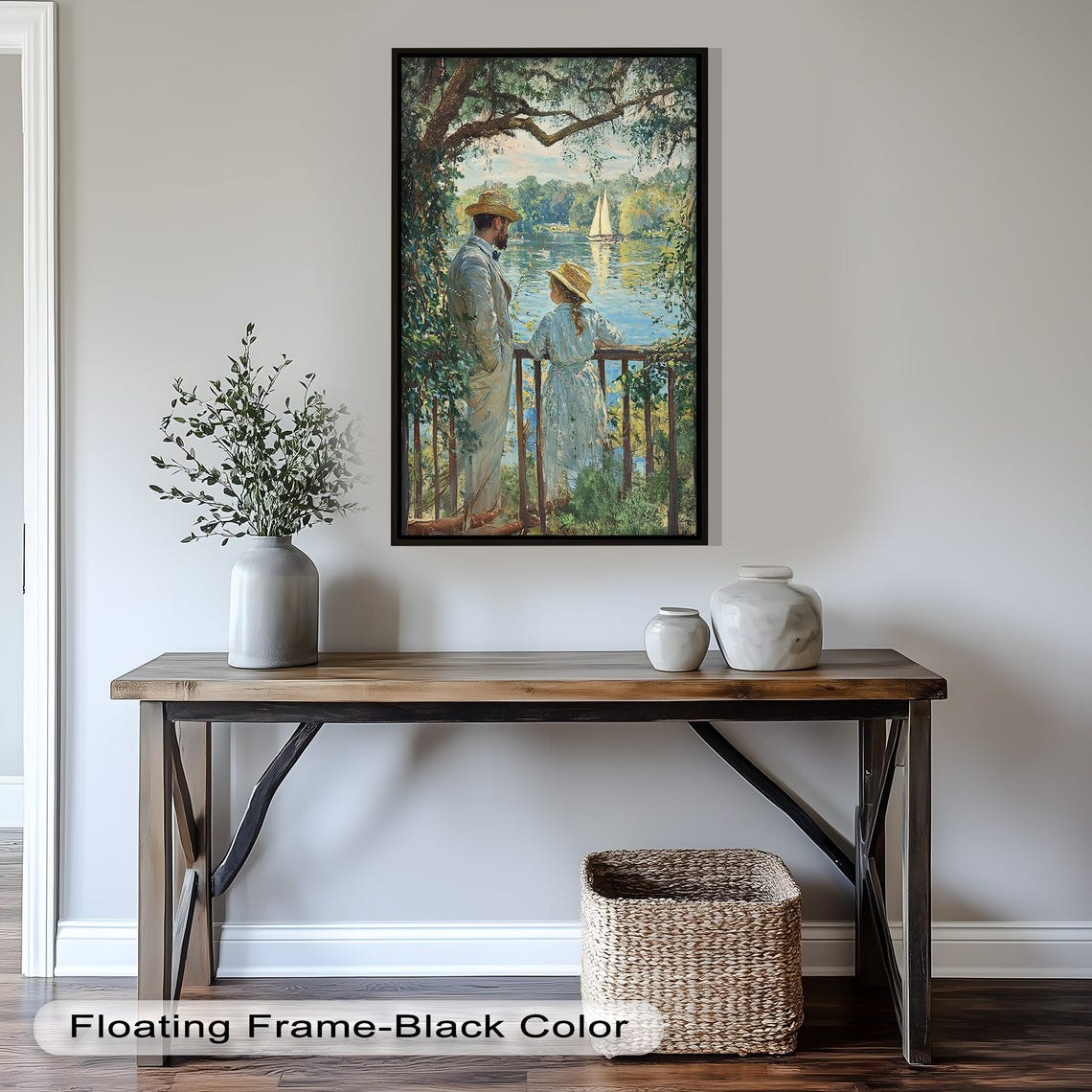 Romantic Couple By The Lake, Vintage Nature Print - Image 2