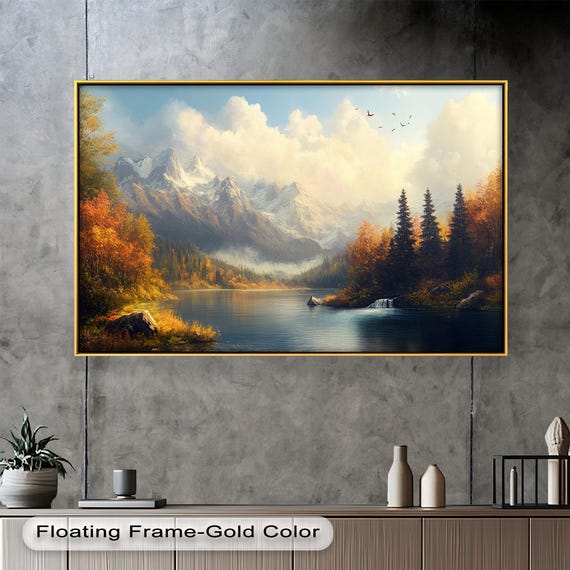 Mountain Lake, Serene Autumn Landscape Art Print