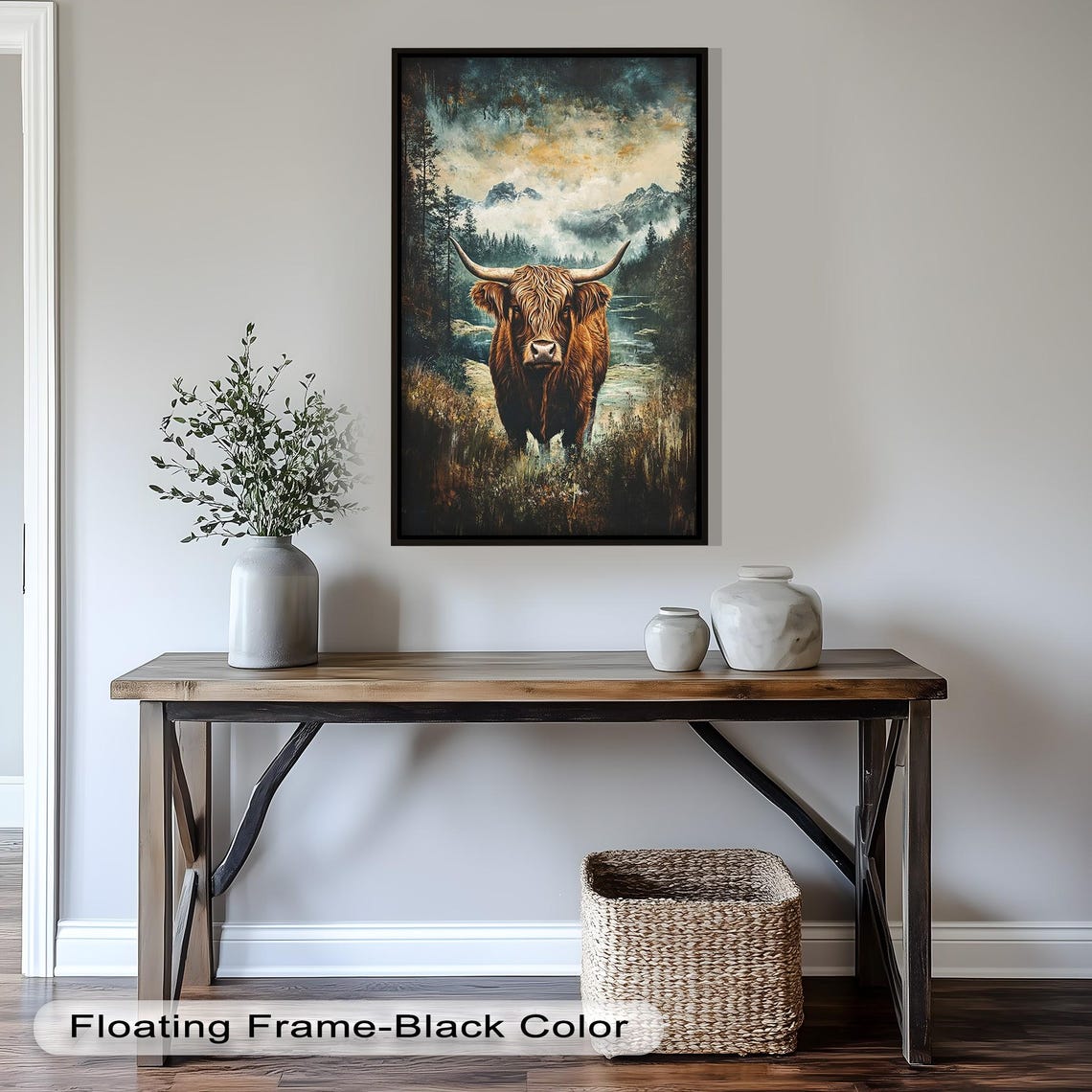 Highland Cow Rustic Animal Art Print, Western Decor - Image 4