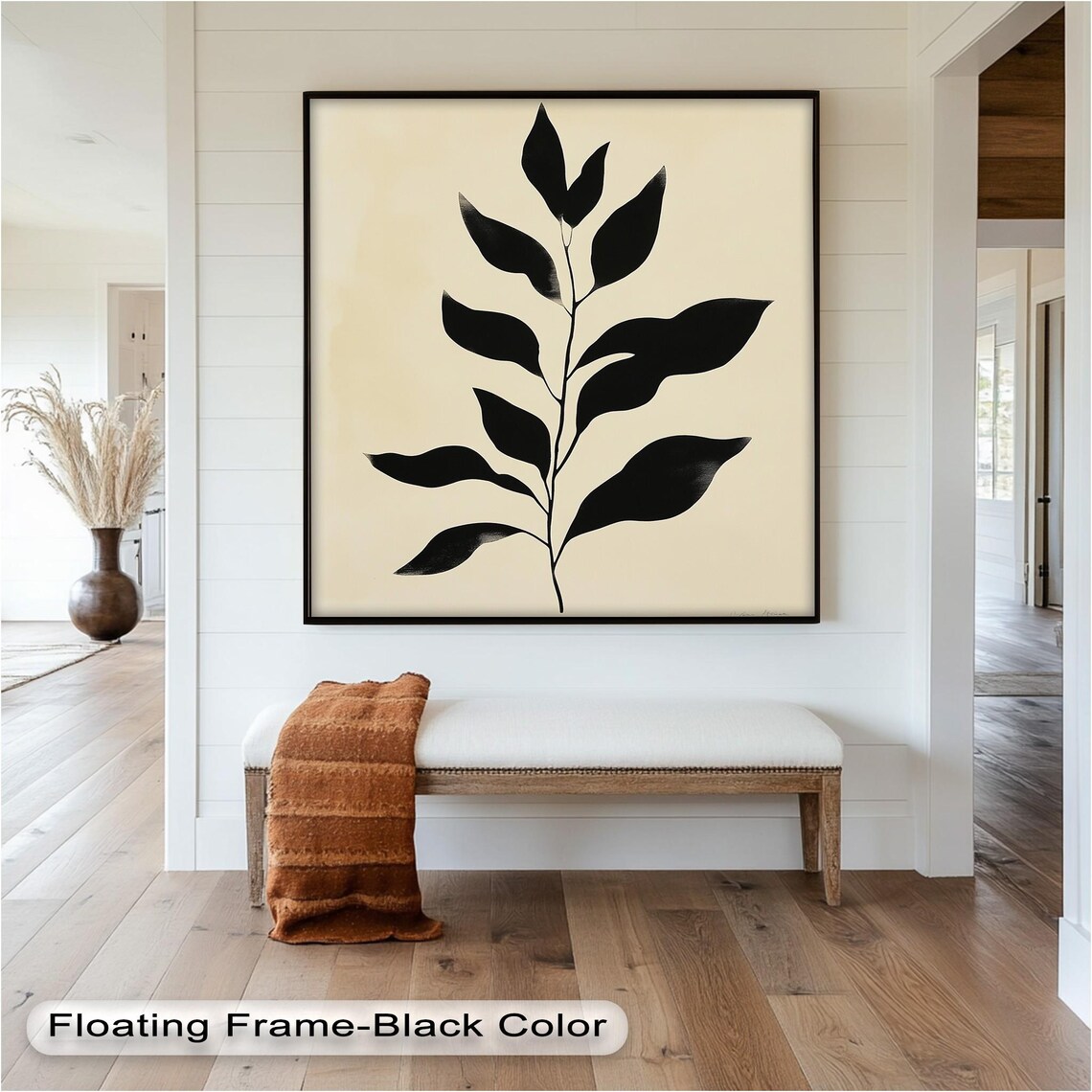 Black Leaf Minimalist Botanical Art Print - Image 4
