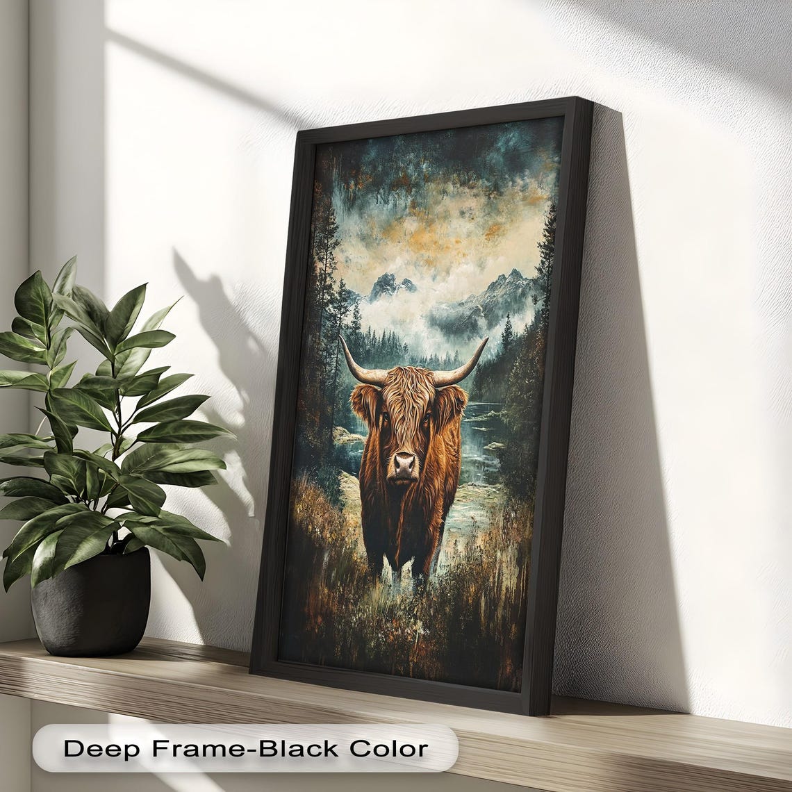 Highland Cow Rustic Animal Art Print, Western Decor - Image 2