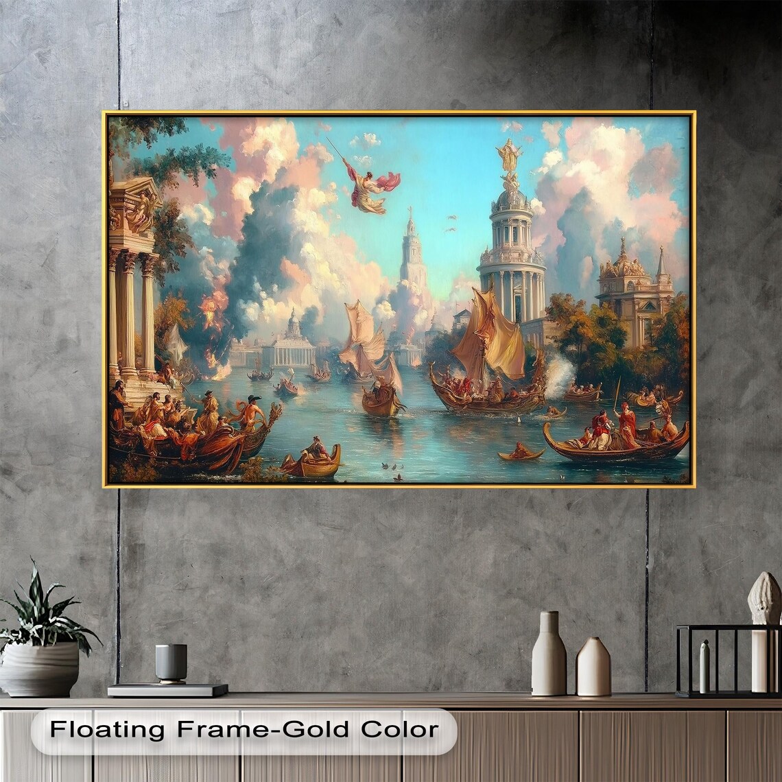 Renaissance Harbor Art Print, Classical Seaside Scene - Image 4