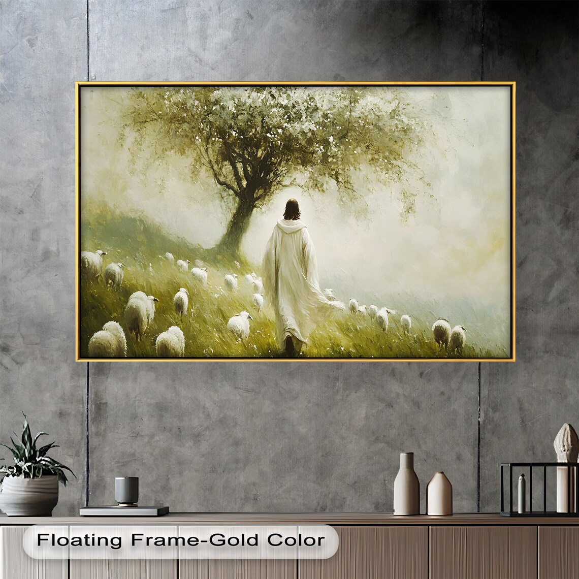 Jesus Shepherd Oil Painting, Christian Wall Art - Image 4