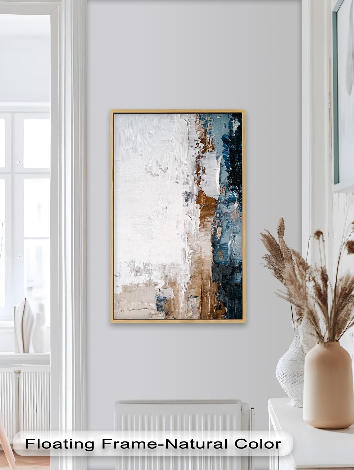 Textured Neutral Abstract, Vertical Earth Toned Painting - Image 4