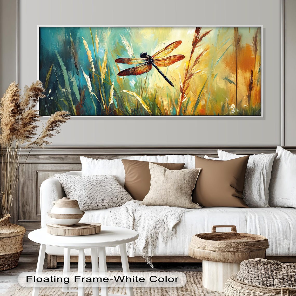 Dragonfly In Meadow, Rustic Modern Nature Print - Image 2
