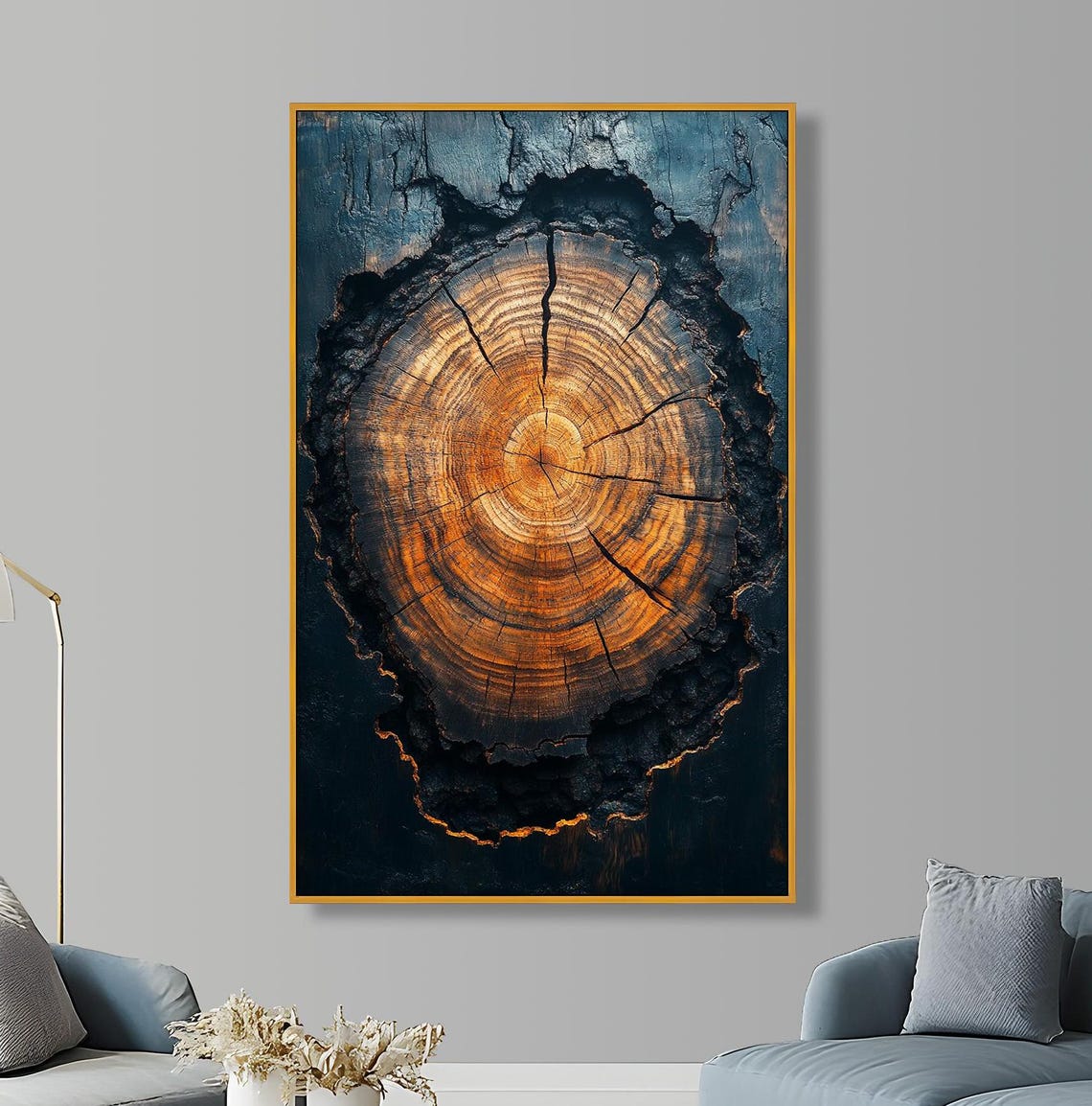 Tree Ring Oil Painting On Wood, Rustic Nature Decor - Image 3