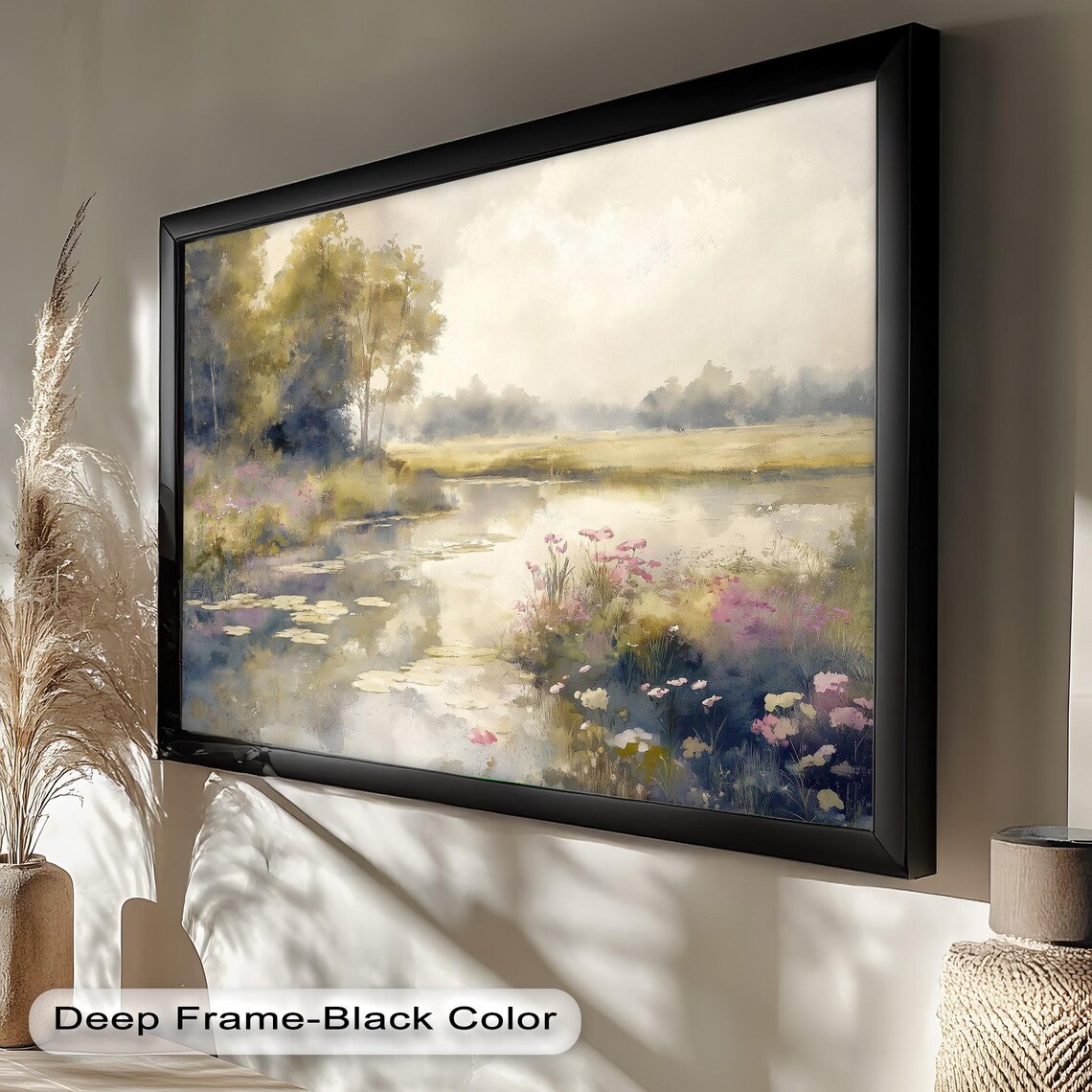 Tranquil River Landscape, Rustic Home Office Decor - Image 3
