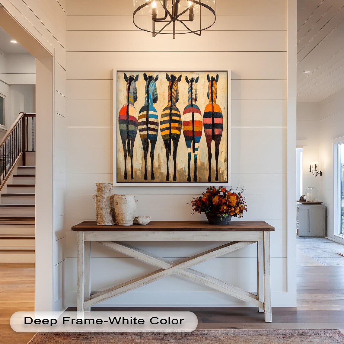 Colorful Zebra Rustic Modern Accent Art Print - Image 3