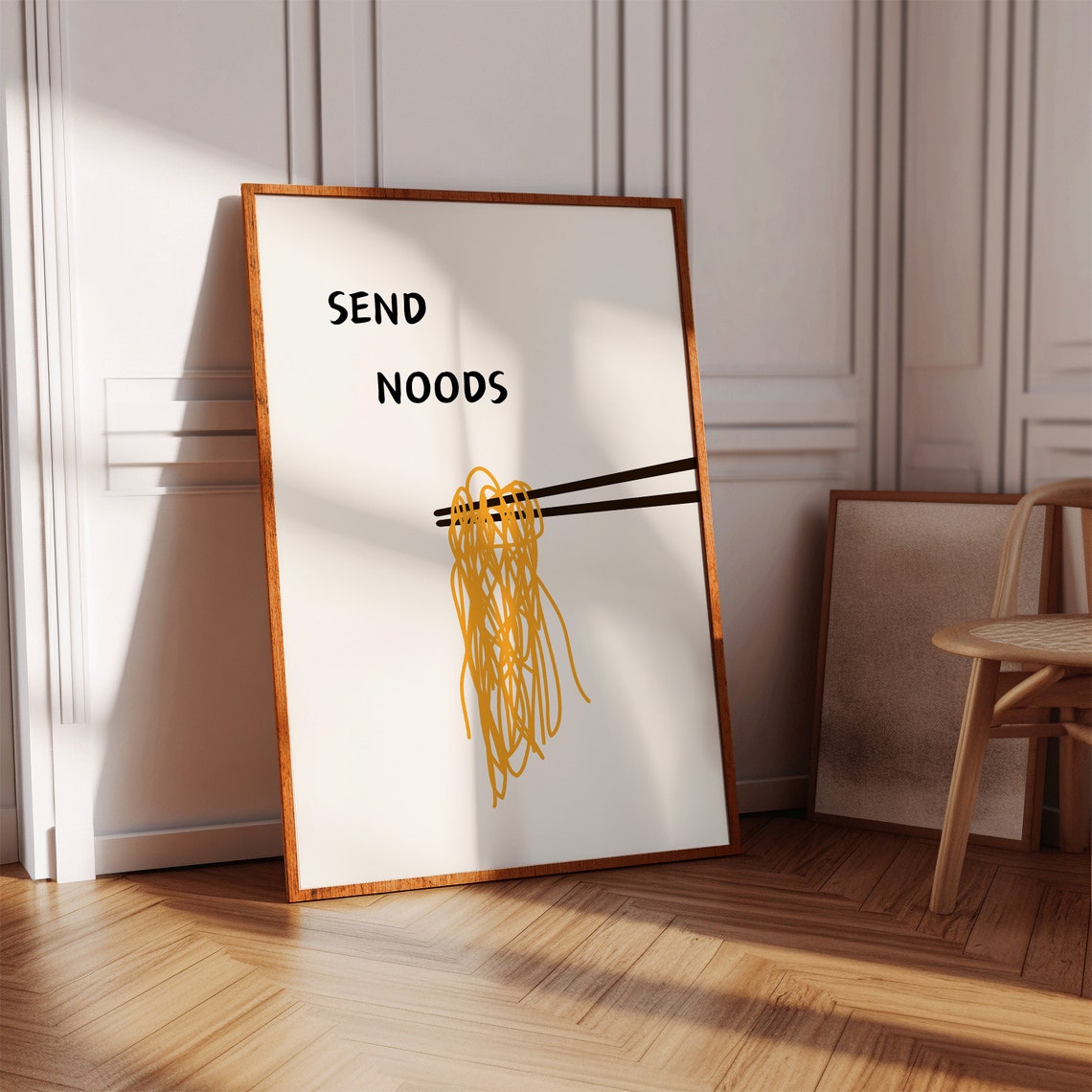 Send Noods Funny Noodle Chopsticks Pun Minimalist Kitchen Poster - Image 4