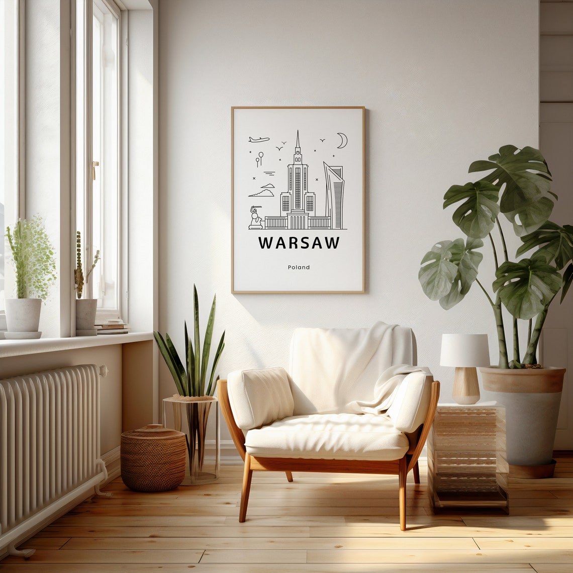 Warsaw Poland Art Print Warsaw Wall Art Travel Gift Travel Poster Warsaw Poland Print Warsaw Travel Poster - Image 3