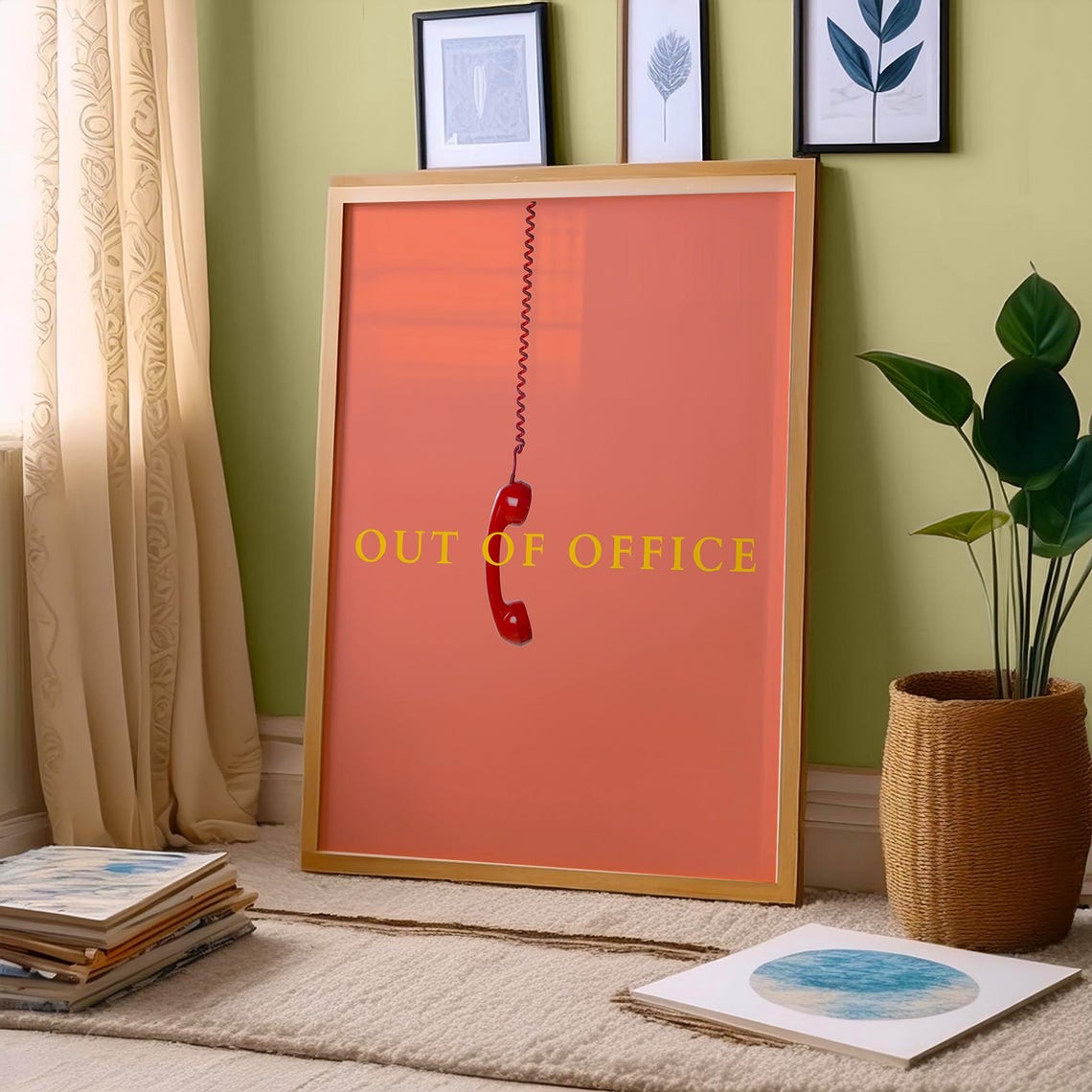Out Of Office Print Office Print Out Of Office Poster Trendy Wall Art Cute Girly Print Funny Wall Art Vintage Bar Cart Print