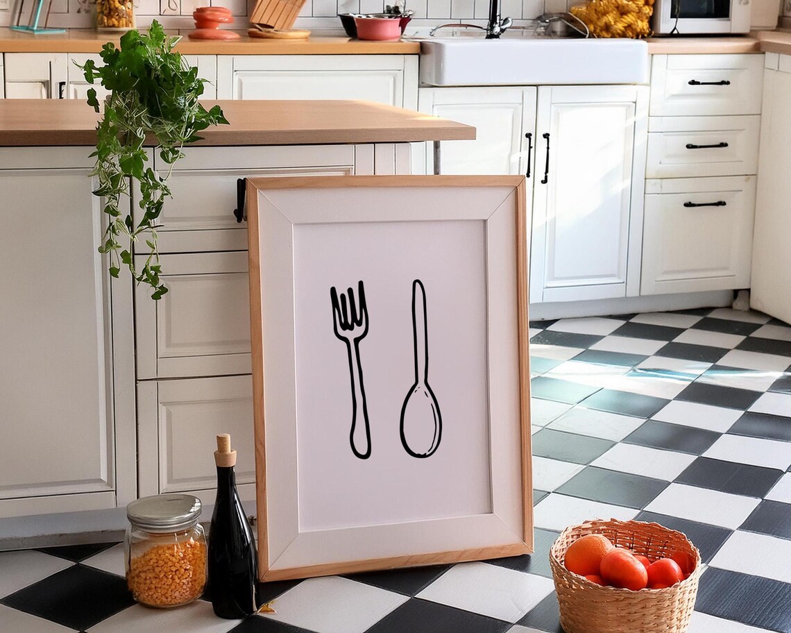 Fork And Spoon Poster Kitchen Decor Cute Kitchen Poster Trendy Wall Art Print - Image 3
