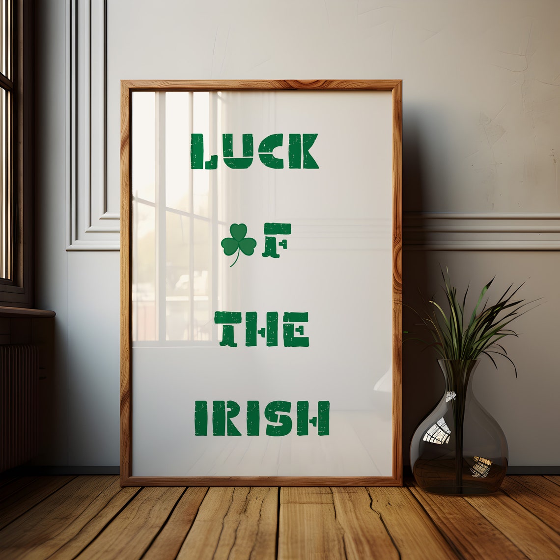 Luck of the Irish Green Shamrock Vintage Typography Art Poster - Image 2